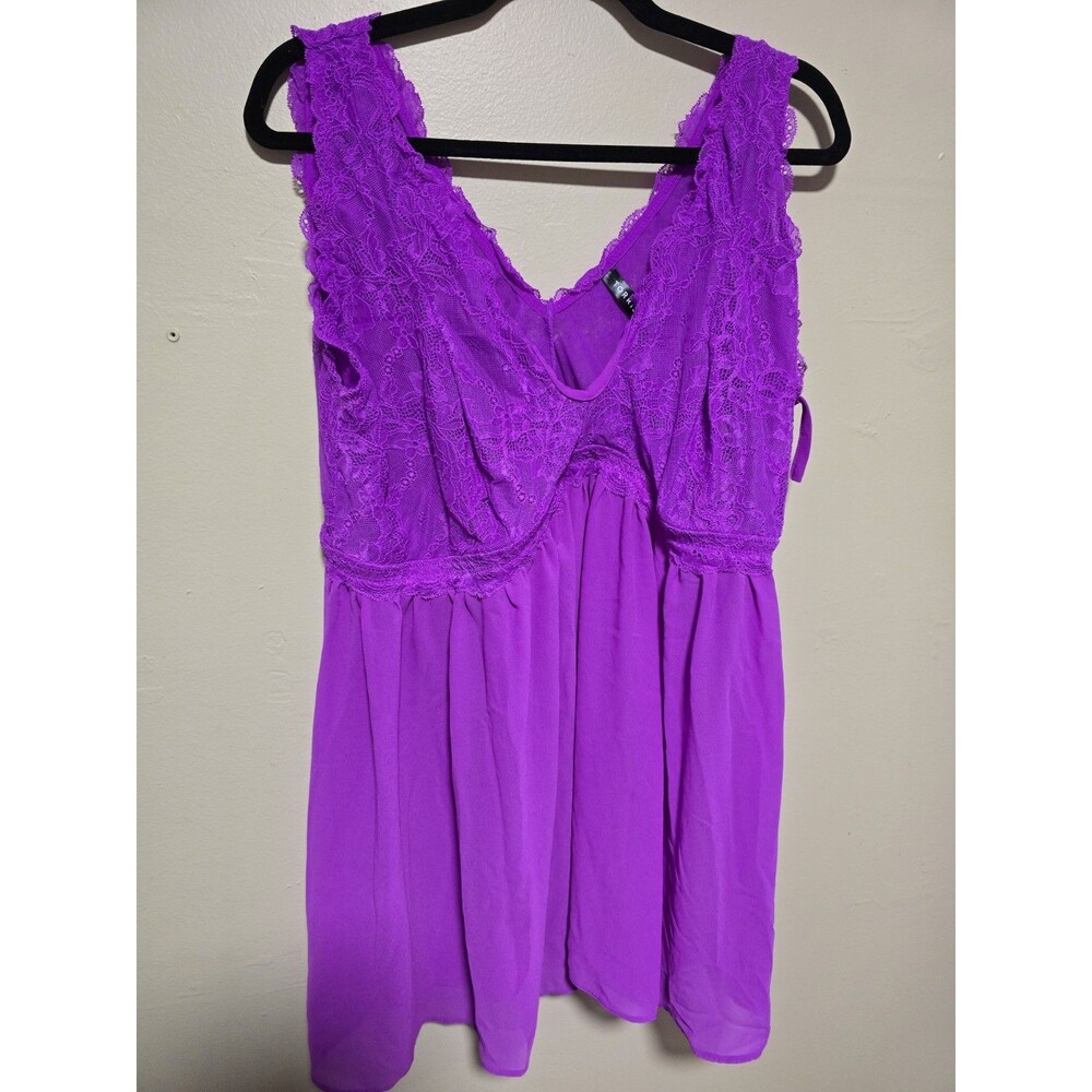 Womens Torrid Plus Size 4 Bright Purple Lace Babydoll Sleep Dress Chemise Slip